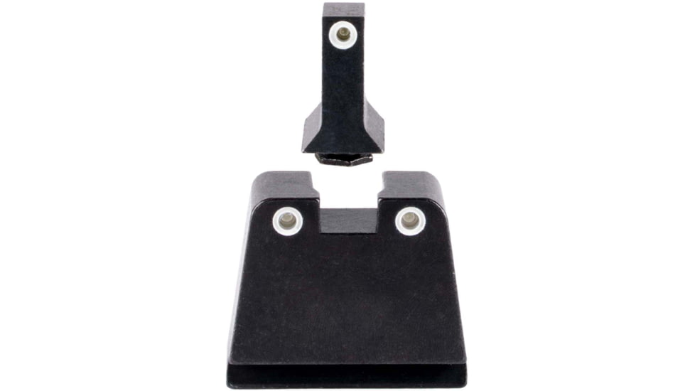 Trijicon Suppressor/Optic Height Sight Set, White Front/White Rear &amp; Green Lamp, Glock  42, 43, 43x, 43e, 48, Black, 601140
