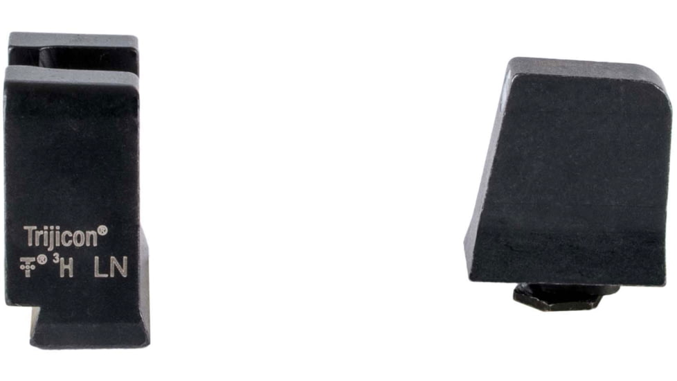 Trijicon Suppressor/Optic Height Sight Set, White Front/White Rear &amp; Green Lamp, Glock  42, 43, 43x, 43e, 48, Black, 601140