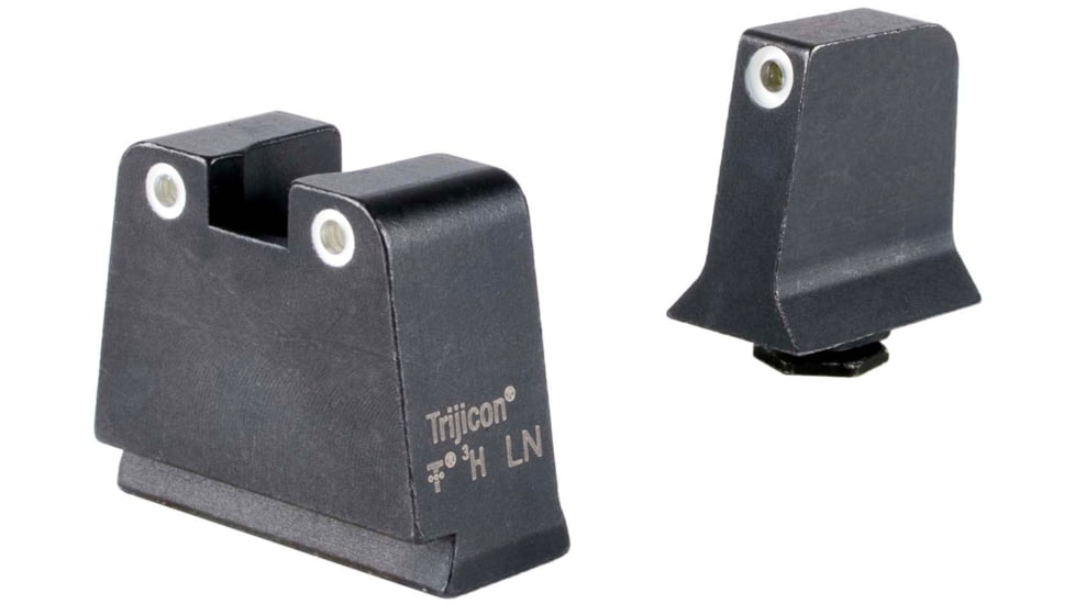 Trijicon Suppressor/Optic Height Sight Set, White Front/White Rear &amp; Green Lamp, Glock  42, 43, 43x, 43e, 48, Black, 601140
