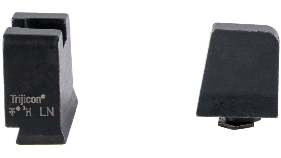 Trijicon Suppressor/Optic Height Sight Set, Yellow Front/Metal Rear &amp; Green Front Lamp, Glock  42, 43, 43x, 43e, 48, Black, 601147