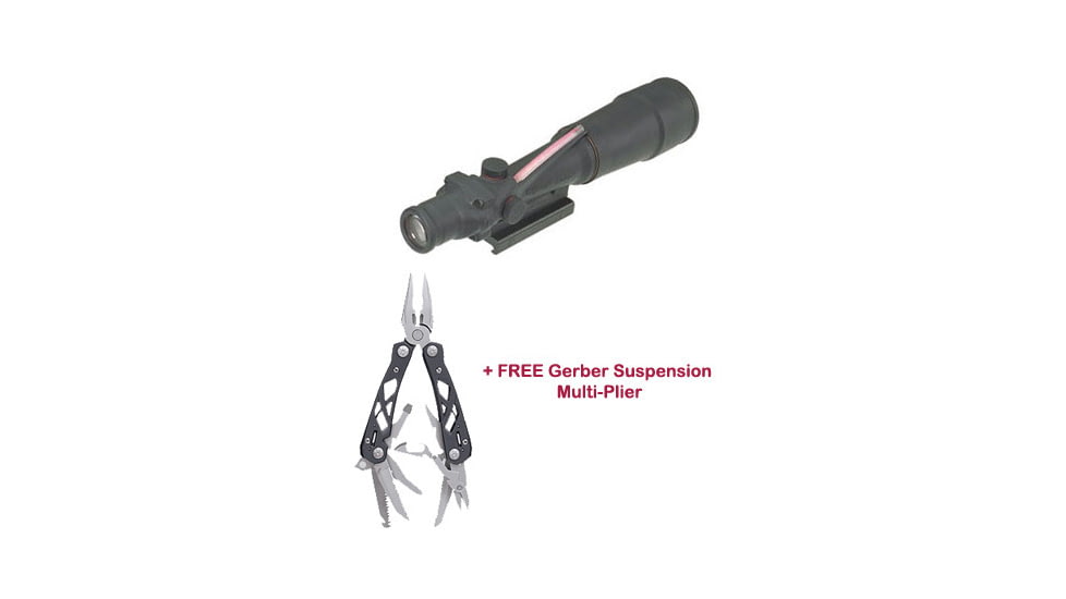 Trijicon TA55 ACOG 5.5x50 Rifle Scopes Advanced Combat Optical Gunsight - Red Chevron BAC Flattop .223 Reticle and TA51 Mount Rifle Scope with FREE Gerber Suspension Multi-Plier