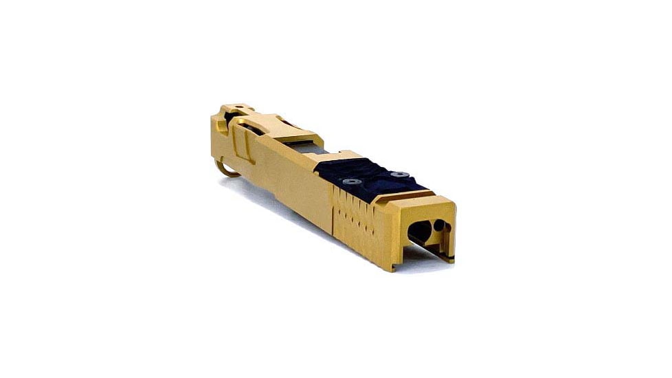 Trinity Nevada Deimos Slide Assembly, Glock 17 Gen 4, Gold TiN Slide &amp; DLC Black Barrelcomp, Full, DM147GGTD