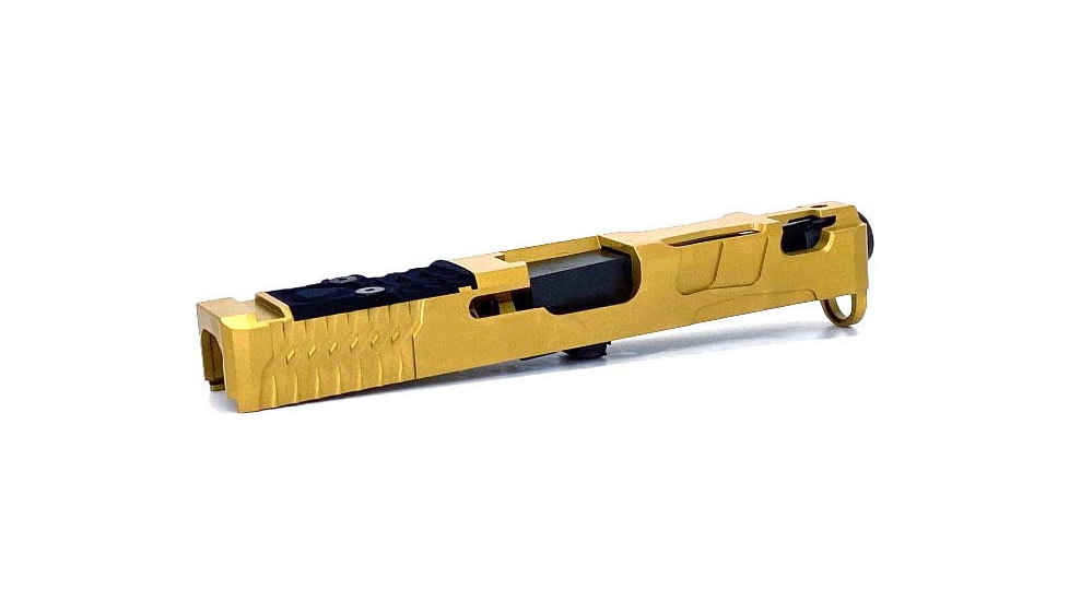Trinity Nevada Deimos Slide Assembly, Glock 17 Gen 4, Gold TiN Slide &amp; DLC Black Barrelcomp, Full, DM147GGTD