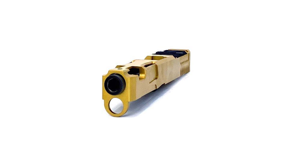Trinity Nevada Deimos Slide Assembly, Glock 17 Gen 4, Gold TiN Slide &amp; DLC Black Barrelcomp, Full, DM147GGTD