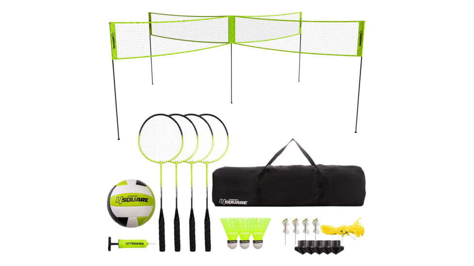 Triumph 4 Square Volleyball Badminton Set Combo, Lime Green, 35-7490-3