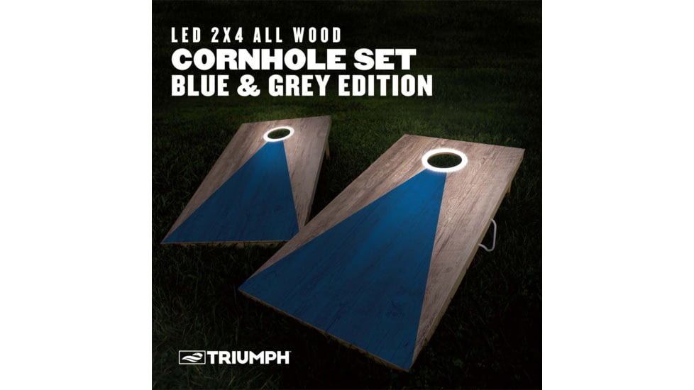 Triumph Triumph Led 2X4 All-Wood Cornhole Set, Blue/Grey, 35-8020-3