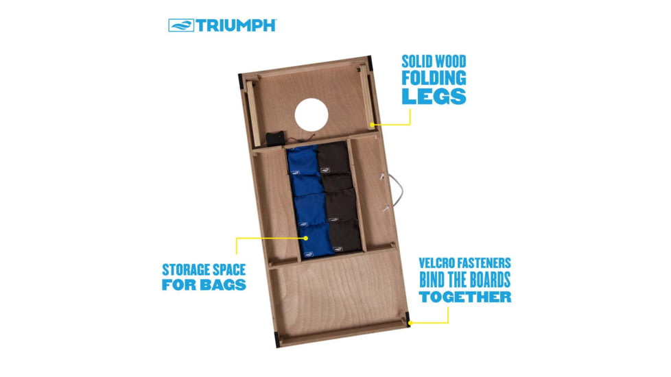 Triumph Triumph Led 2X4 All-Wood Cornhole Set, Blue/Grey, 35-8020-3