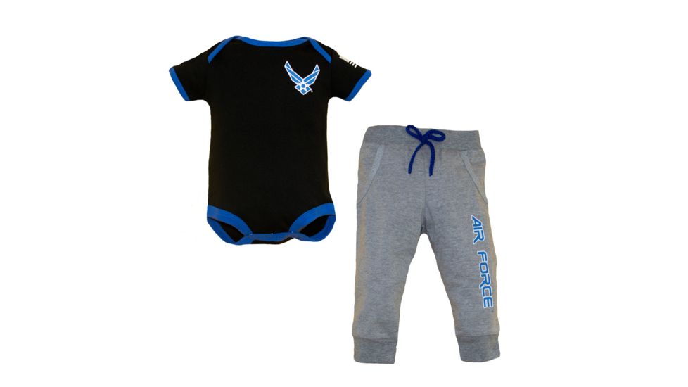 Trooper Clothing Air Force Infant 2 Piece Jogger Set - Kids, Black/Grey, 0/3 months 3520-3520- 0/3
