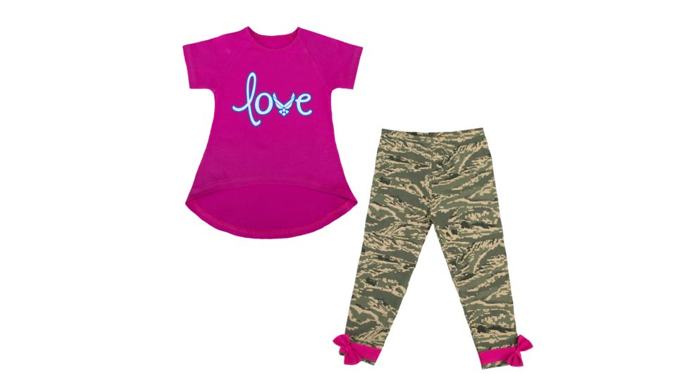 Trooper Clothing Air Force Love 2 Piece Toddler Legging Set - Girls, Pink/ABU, 2 Toddler 3615-3615- 2T