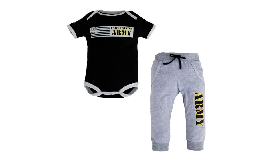 Trooper Clothing Army Infant 2 Piece Jogger Set - Kids, Black/Grey, 0/3 months 2520-2520-0/3