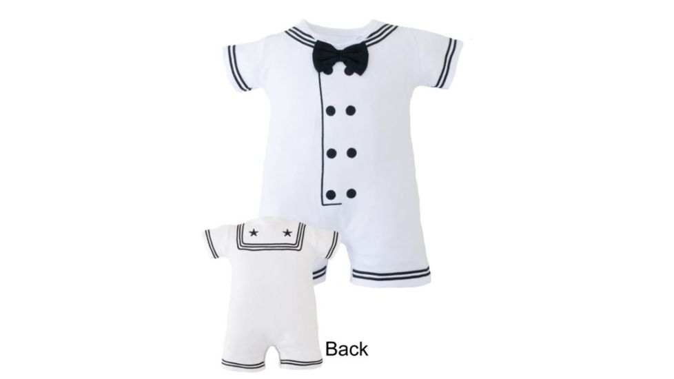 Trooper Clothing White Cracker Jack Creeper, Black / White, 0/3 months 723-0-3M