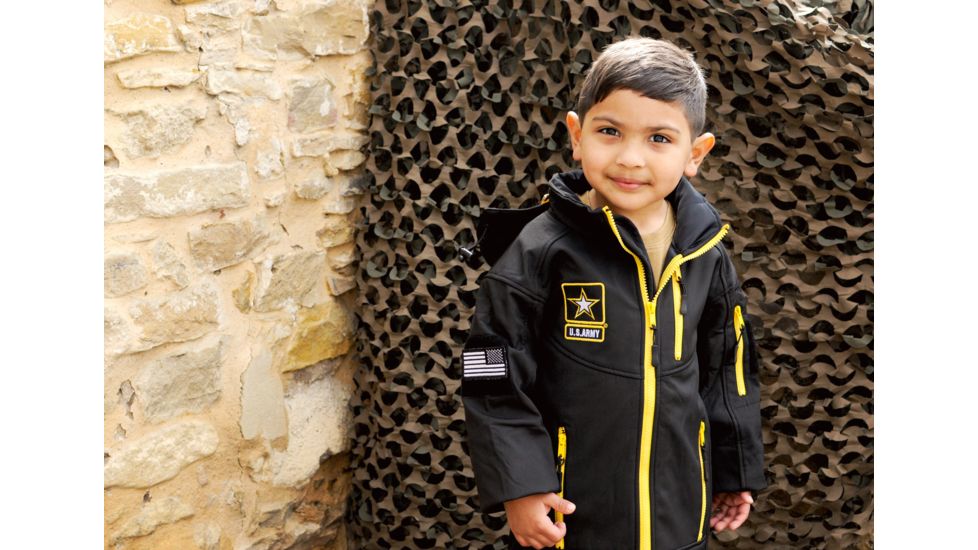 Trooper Clothing Embroidered Army Softshell Jacket.Medium, Black, Medium 10-12, 4002-M