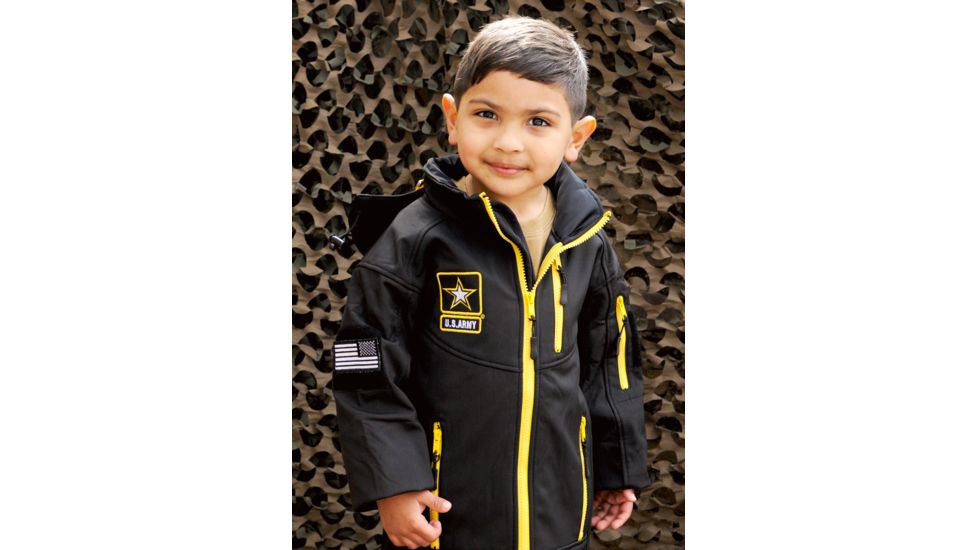 Trooper Clothing Embroidered Army Softshell Jacket.Medium, Black, Medium 10-12, 4002-M