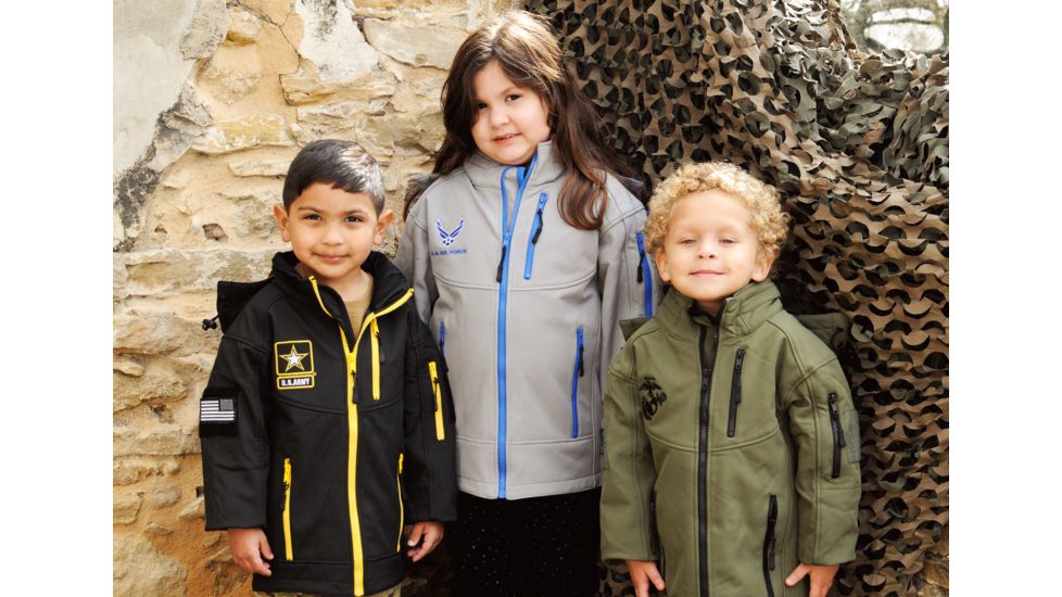 Trooper Clothing Embroidered Army Softshell Jacket.Medium, Black, Medium 10-12, 4002-M