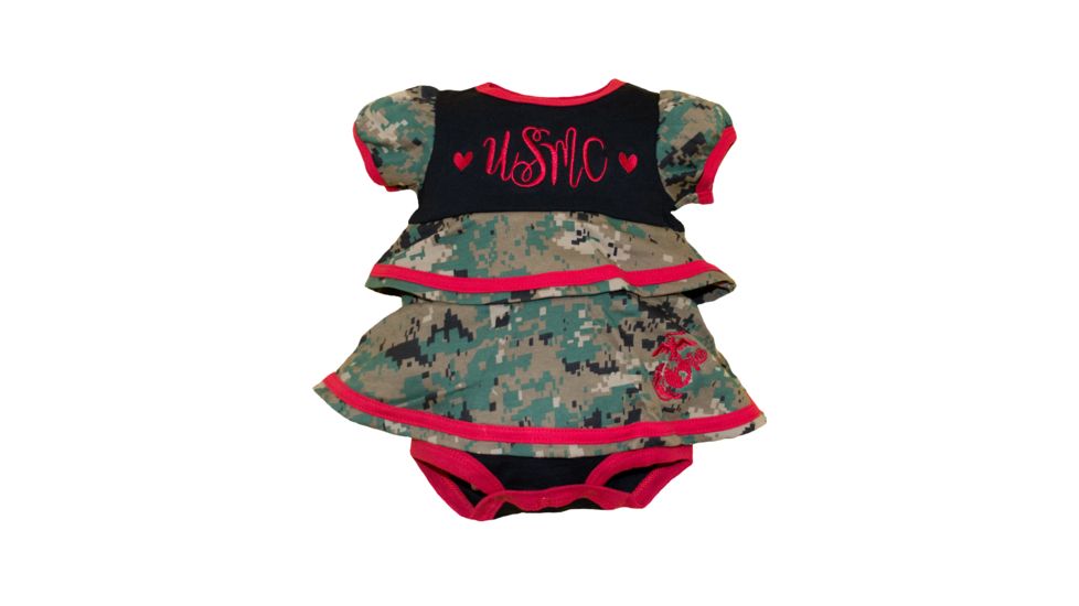 Trooper Clothing Marine Infant Ruffle Dress, Woodland Marpat, 0/3 months 5606-5606- 0/3