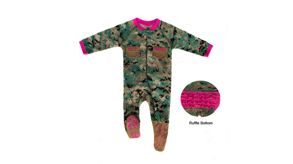 Trooper Clothing Marine Uniform Infant Crawler with Boots - Girls, Woodland Marpat/Pink, 0/3 months 5303-5303- 0/3