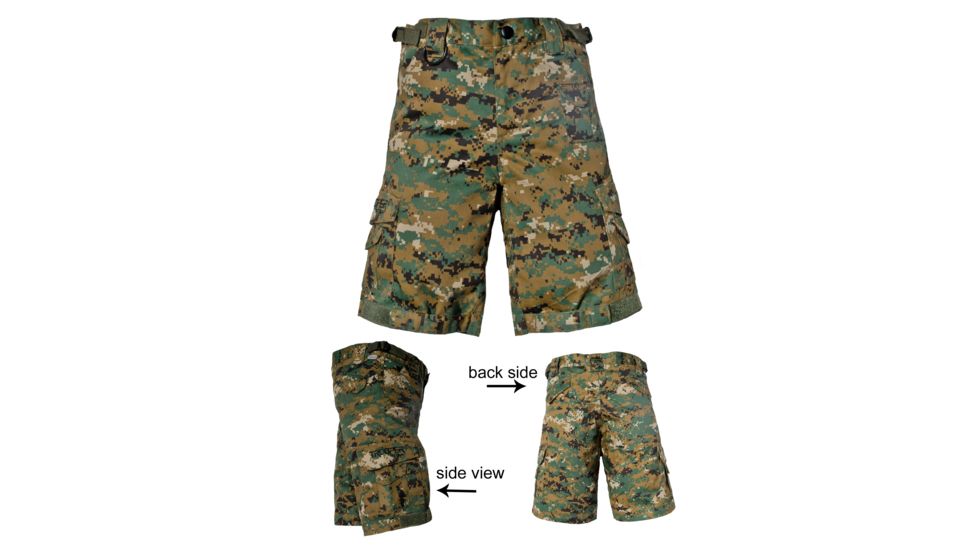 Trooper Clothing Woodland Marpat Tactical Shorts w/10 Pockets and D-Ring,Large, Woodland Marpat, Large (14-16) 9503-L