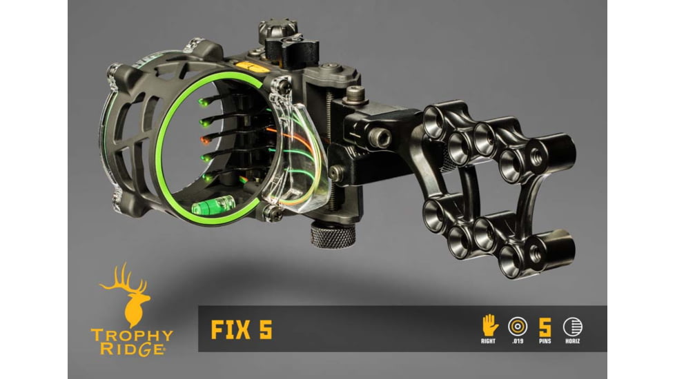 Trophy Ridge Fix Series Sight / 5 Pin / Right Handed / .019, Black, AS905