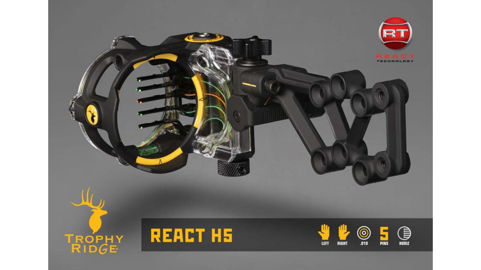 Trophy Ridge React H5 Sight / 5 Pin / Right Handed / .019, Black, AS855