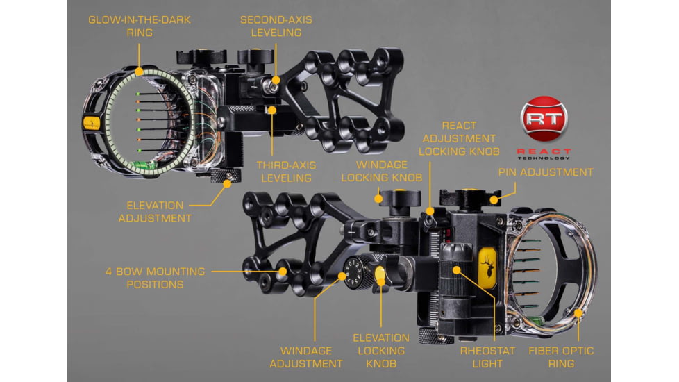 Trophy Ridge React Pro 7, Black 7 pin .010 RH, AS827R10
