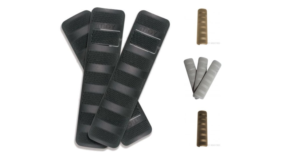 Troy 6.2in Battle Rail Covers, 3 Pack, Black, Flat Dark Earth, OD, Tan