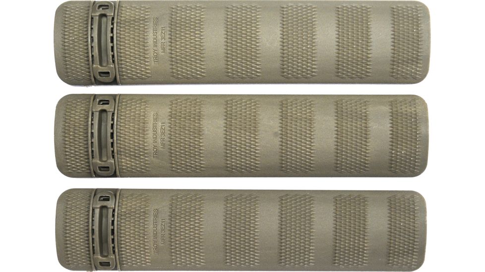 Troy Battle Rail Covers for 1913 Picatinny Rail System, 3-Pack - OD Green 