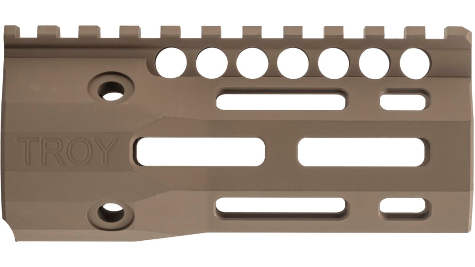 Troy Battlerail, SOCC 9mm, 4.5in, Special Ops M-LOK Compatible, Low Profile, Mil-Spec Hard Coat Anodized, Flat Dark Earth, SRAI-SR9-45FT-00