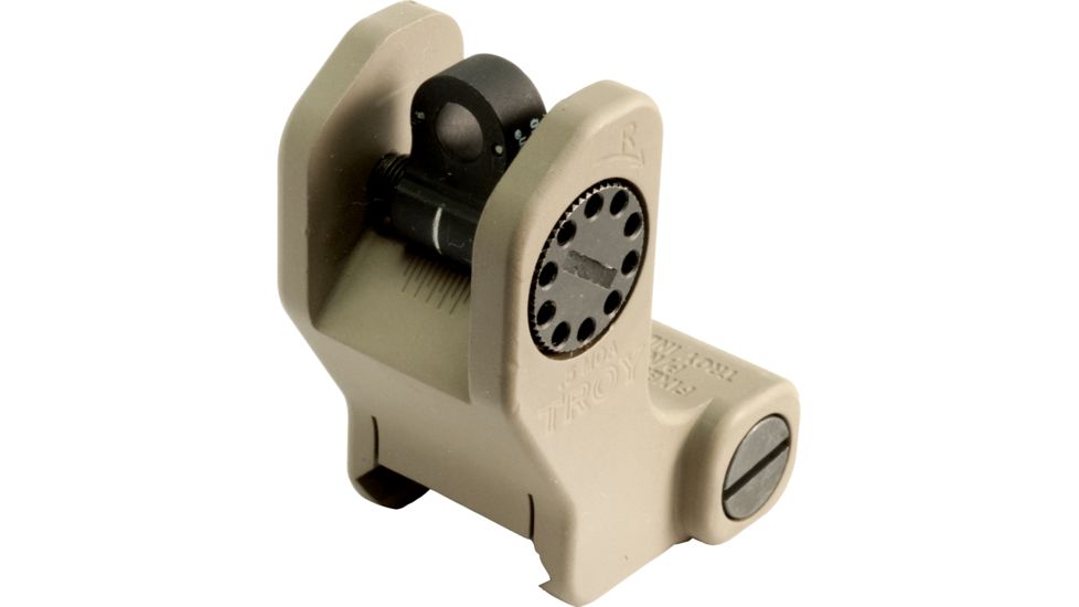 Troy Rear Tritium Fixed Battle Sight w/ Illuminated Hydrogen, AR-15, Flat Dark Earth, SSIG-FRS-RTFT-00