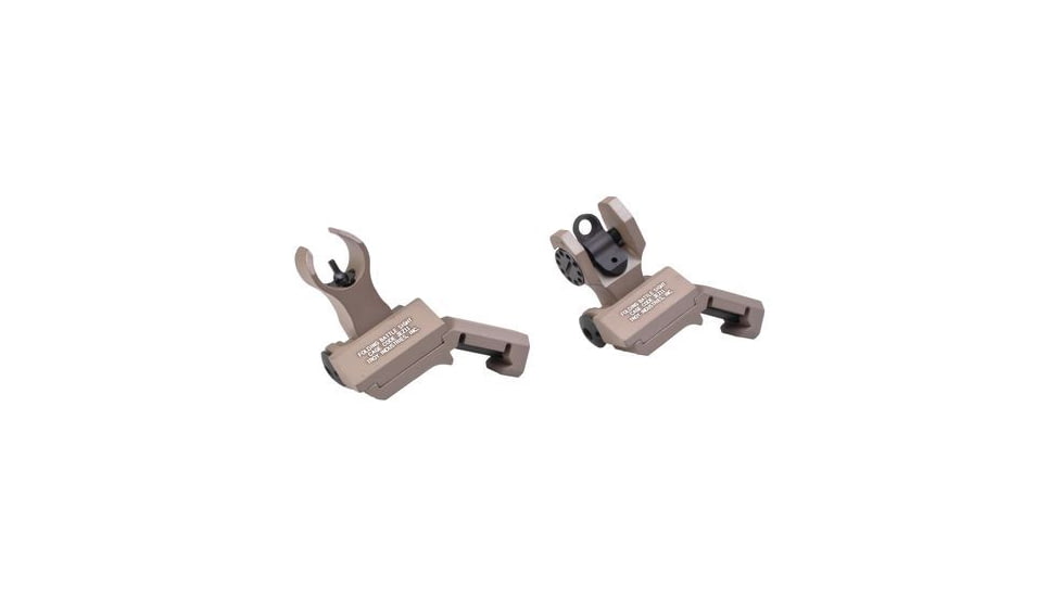 Troy Tritium 45deg Flip Up Offset Sight Set, HK Front &amp; Round Rear, FDE, One Size, SSIG-45S-HRFT-TR