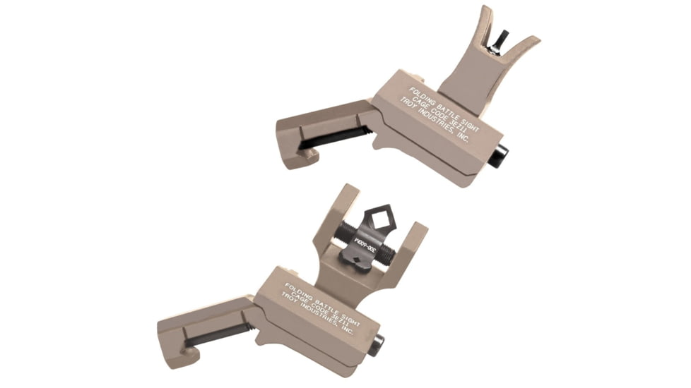 Troy Tritium 45deg Flip Up Offset Sight Set, M4 Front &amp; Dioptic Rear, FDE, One Size, SSIG-45S-MDFT-TR