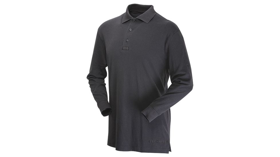 Tru-Spec 24-7 Comfort Cotton LS Polo Shirt 100% Cotton, Black, Small Regular 4538003