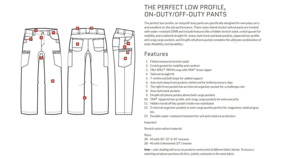 TRU-SPEC 24-7 Series Agility Pants - Mens, Khaki, 30xU, 1524083