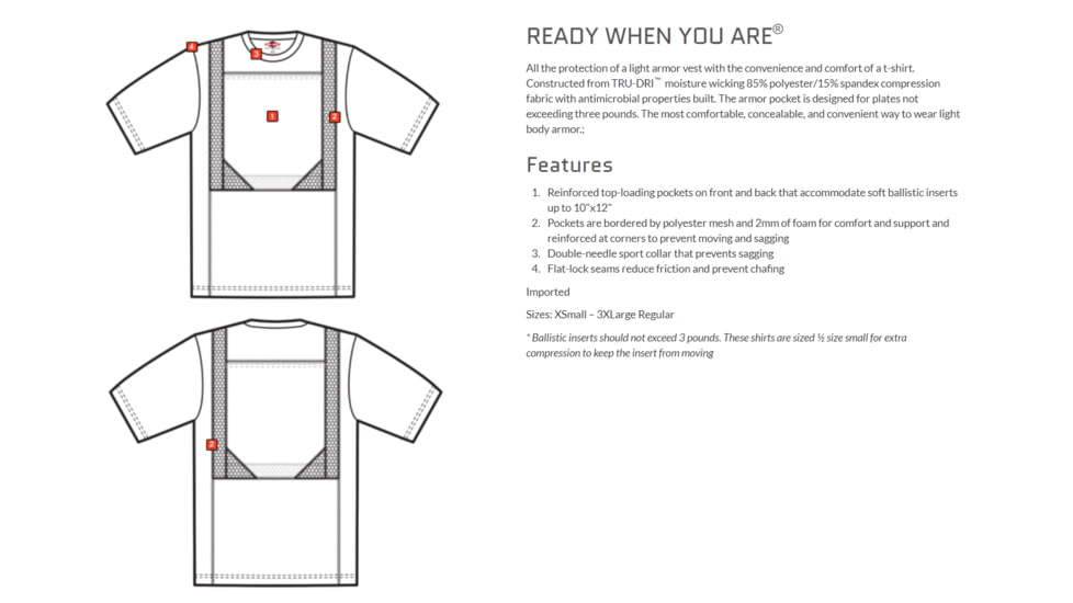 Tru-Spec 24-7 Series Concealed Armor Shirt - Mens, Black, Extra Small, 1418002