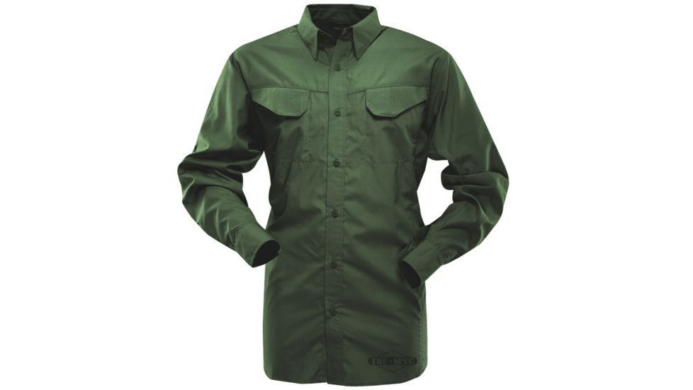 Tru-Spec Field Shirt, 24-7 Od Green Gunny 65/35, S, 3457003