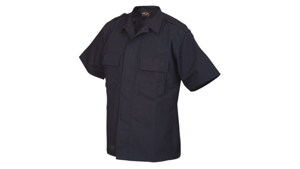 Tru-Spec Poly/Cotton Rip-Stop Tactical Uniform Shirt, Short Sleeve, Navy, 2XLR 1337007