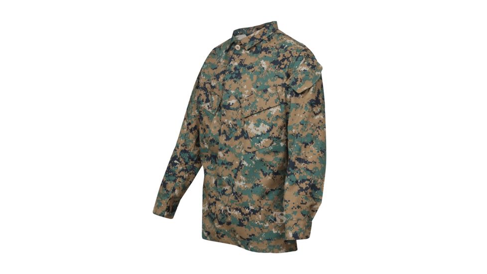 Tru-Spec PolyCotton Twill Battle Shirt, Woodland Digital, Small, Reg Length 1928003