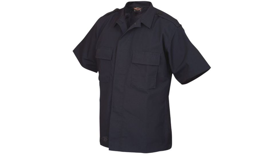 Tru-Spec Poly/Cotton Rip-Stop Tactical Uniform Shirt, Short Sleeve, Navy, XSR 1337002