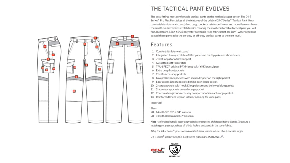 TRU-SPEC Rip-Stop Pro Flex Unhemmed Pants - Mens, Navy, Waist 50, Unhemmed, 1485093