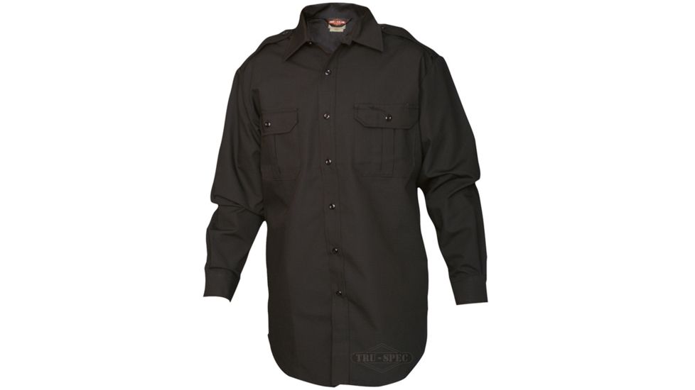 Tru-Spec Tactical Dress Shirt, Long Sleeve, TRU Black, Small, Long 1412023