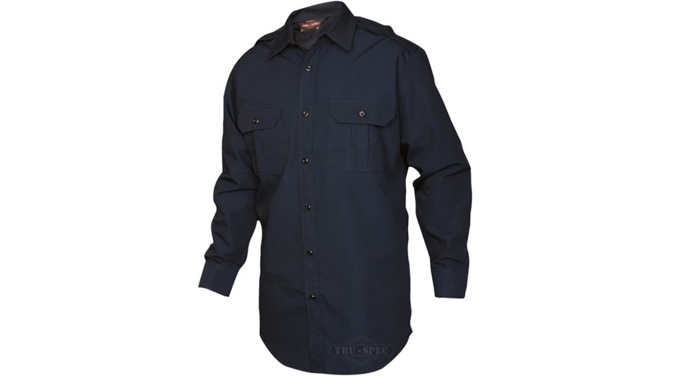 Tru-Spec Tact Dress Shirt, TRU Navy P/C R/S Long Sleeve, Extra Large Long 1413026