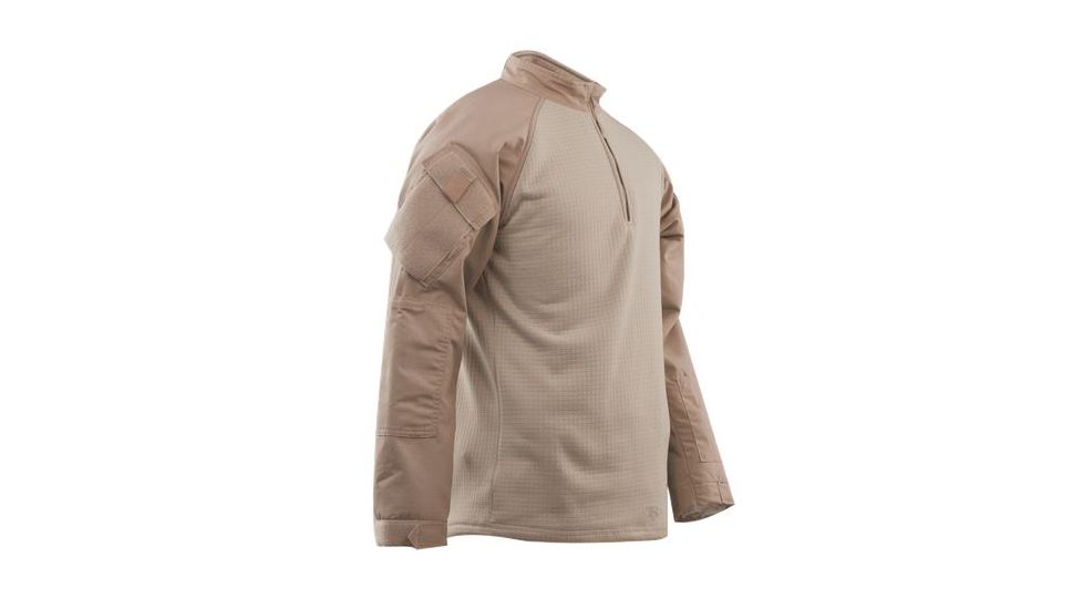 Tru-Spec T.R.U. 1/4 Zip Winter Combat Shirt - Men's, 65/35 Polyester/Cotton Rip-Stop, Khaki, Medium Regular 2589004