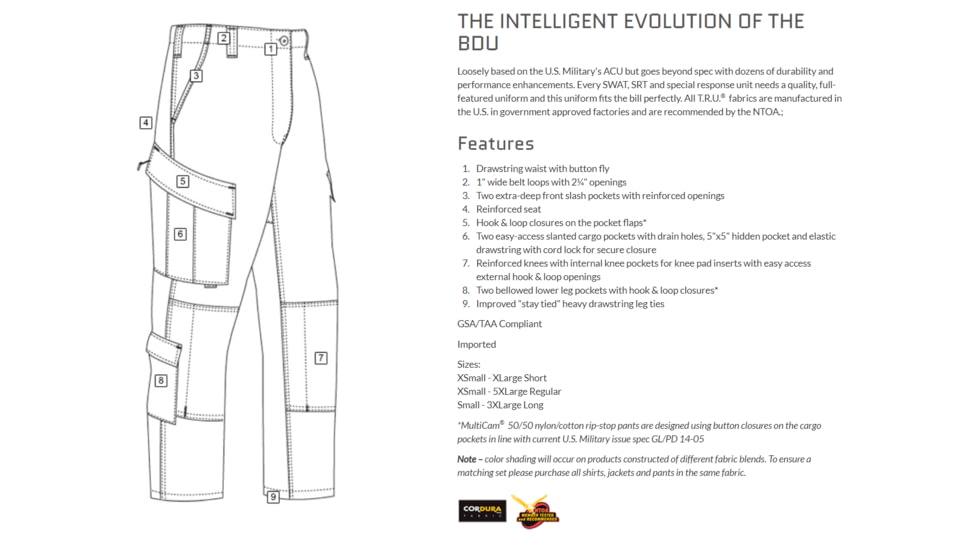 Tru-Spec TRU Pants - Mens, Multicam Arid, 2XLR 1321007