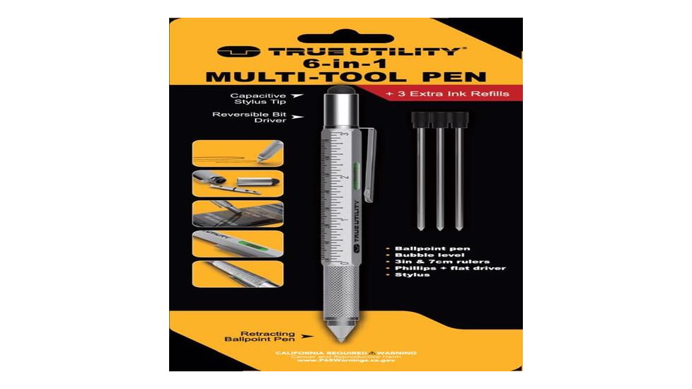 TRUE 6-in-1 Multi-Tool Pen, Black, TRU-PEN-0001
