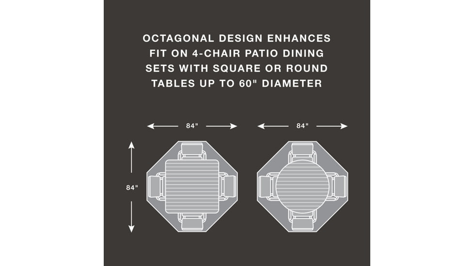 True Guard 4-Chair 600 Denier Rip Stop Patio Dining Set Cover, 100538806