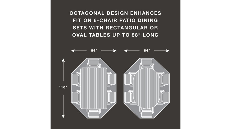 True Guard 6-Chair 600 Denier Rip Stop Patio Dining Set Cover, 100538807