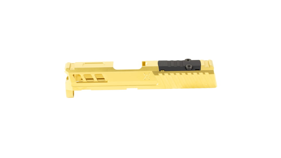 True Precision Axiom Springfield Hellcat 9mm Pistol Slide, RMS Cut &amp; Cover Plate, Gold TiN, TP-SHCS-G-RMS