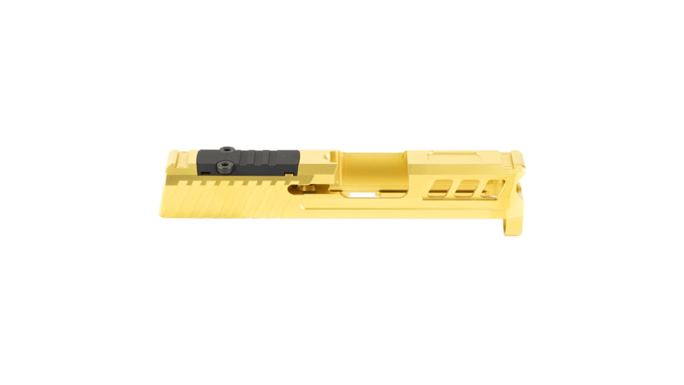 True Precision Axiom Springfield Hellcat 9mm Pistol Slide, RMS Cut &amp; Cover Plate, Gold TiN, TP-SHCS-G-RMS