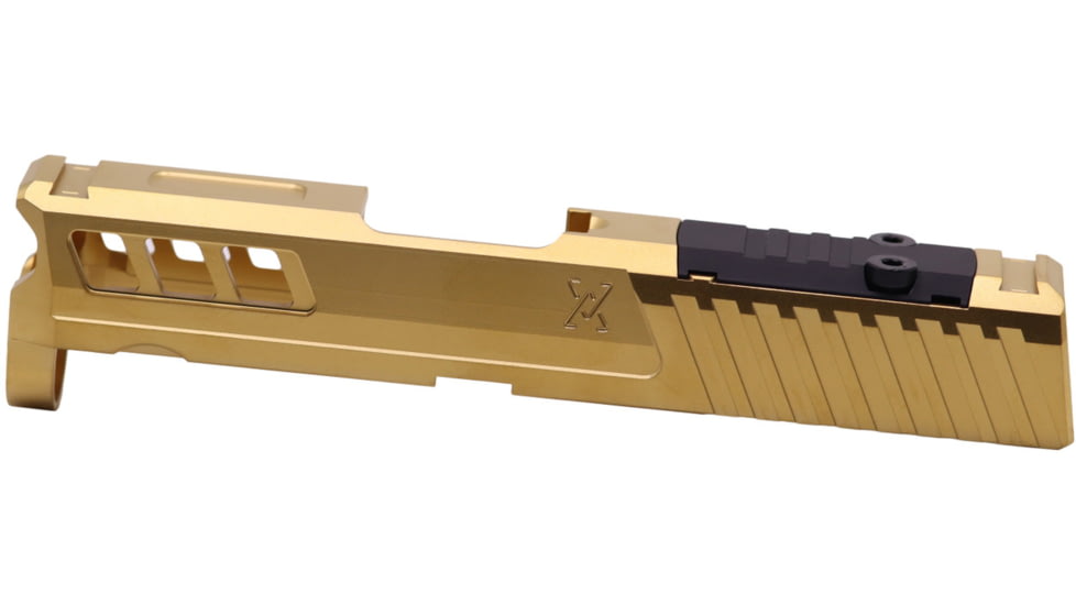 True Precision Axiom Springfield Hellcat 9mm Pistol Slide, RMS Cut &amp; Cover Plate, Gold TiN, TP-SHCS-G-RMS