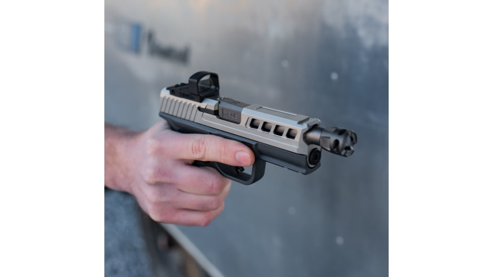 True Precision Axiom Springfield Hellcat 9mm Pistol Slide, RMS Cut &amp; Cover Plate, Stealth Grey, TP-SHCS-A-RMS