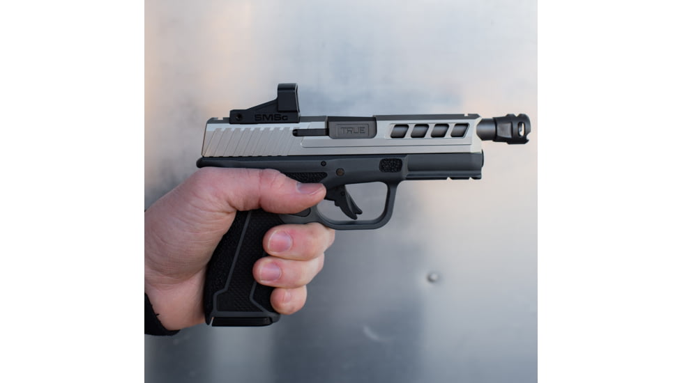True Precision Axiom Springfield Hellcat 9mm Pistol Slide, RMS Cut &amp; Cover Plate, Stealth Grey, TP-SHCS-A-RMS